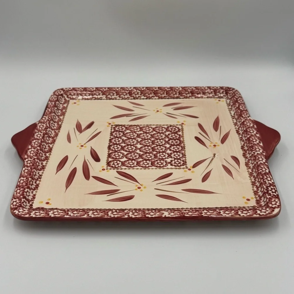 Temp-Tations OLD WORLD Cranberry Red Serving/Baking Tray Platter